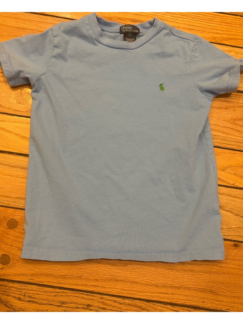 Polo by Ralph Lauren Kids Sky Blue Short Sleeve Tee with Green Pony size 7